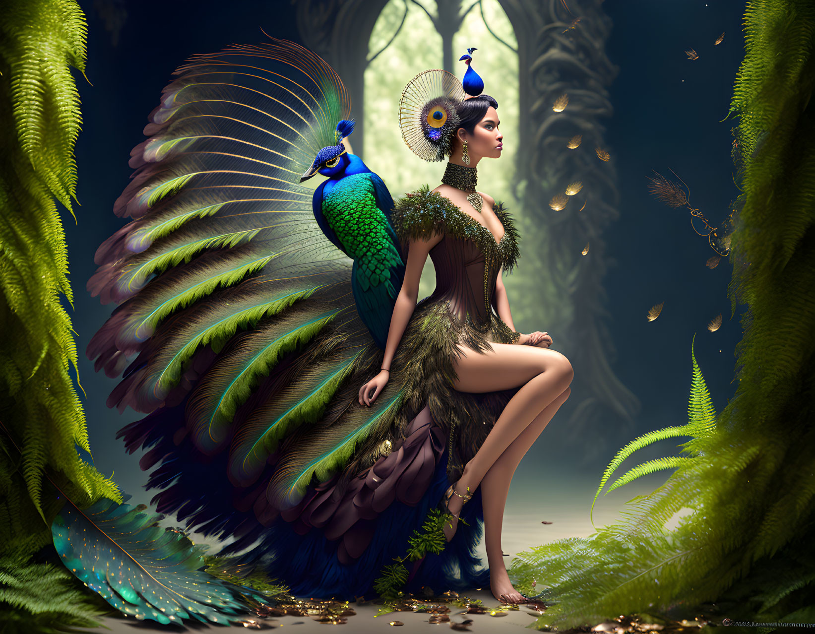 The girl with the peacock