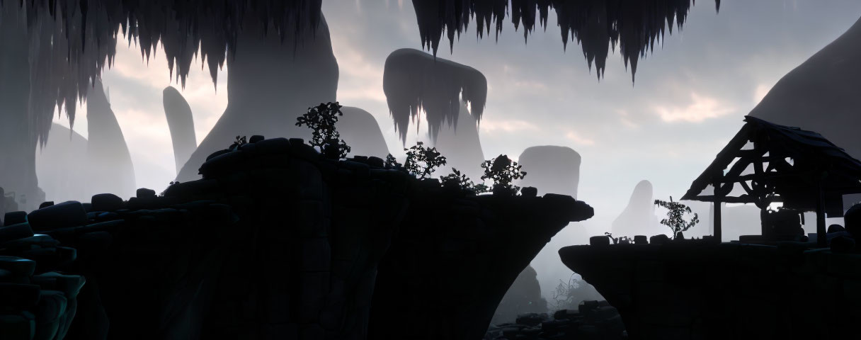 A cave designed for a 2D platform puzzle game