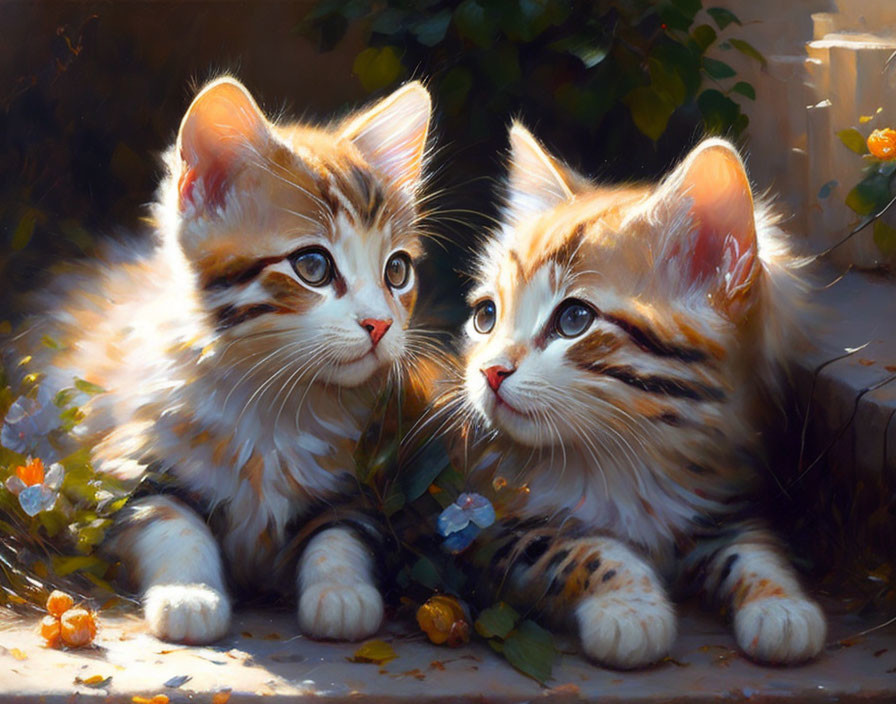 Adorable Kittens with Striking Markings in Sunlight
