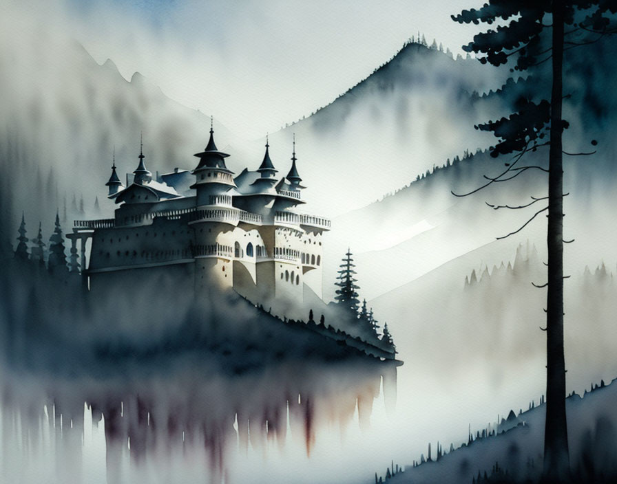 Palace in the fog