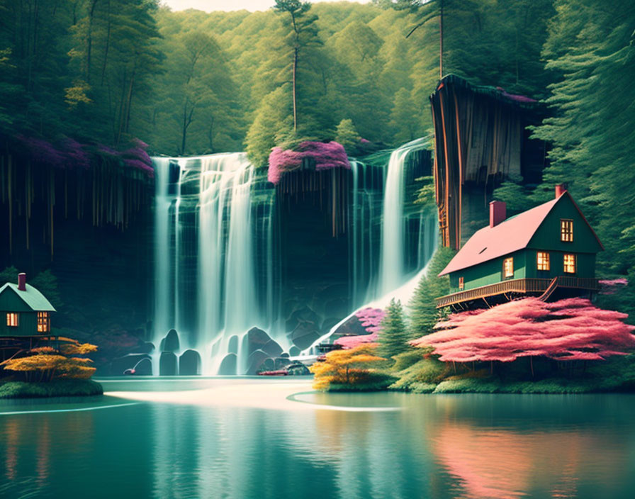 Lake waterfalls
