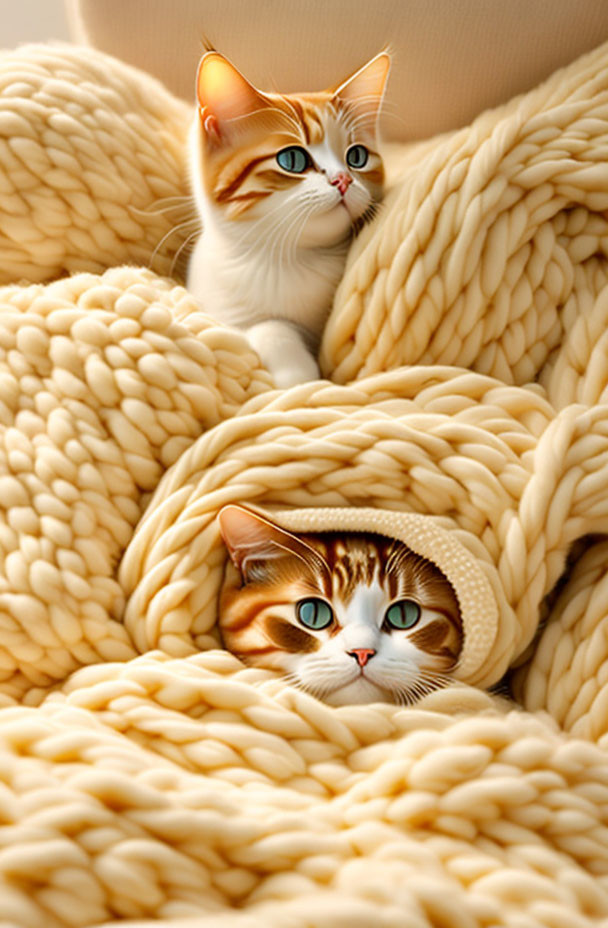 Cats curled up in noodles