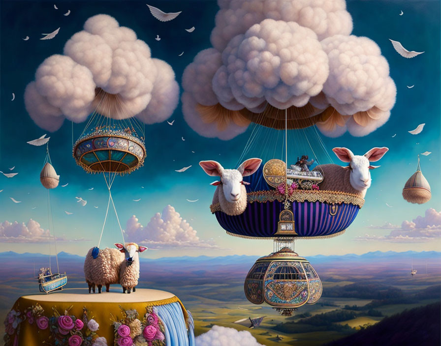 Sheeps in barock montgolfieres