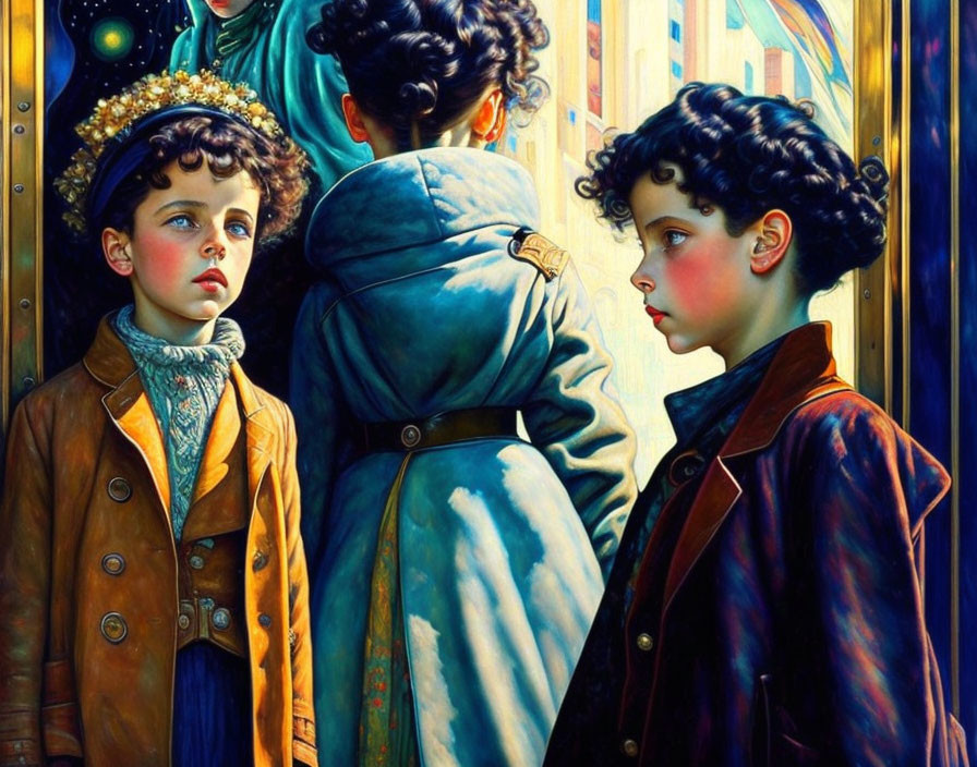 Art Nouveau Kids in Shabby Coats