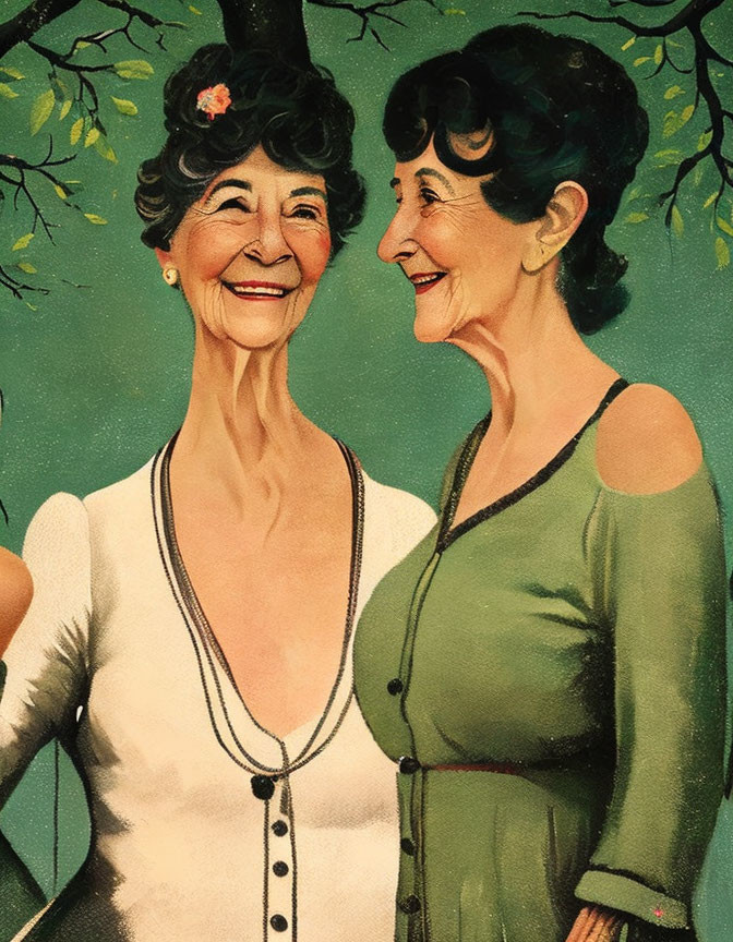 Two mature women being just happy