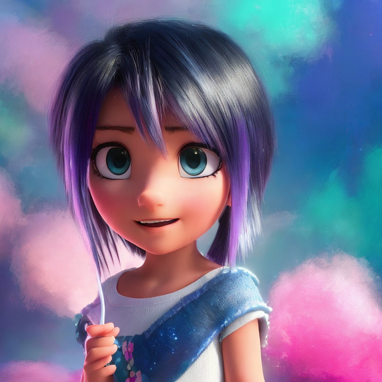 Cute anime girl pixar style