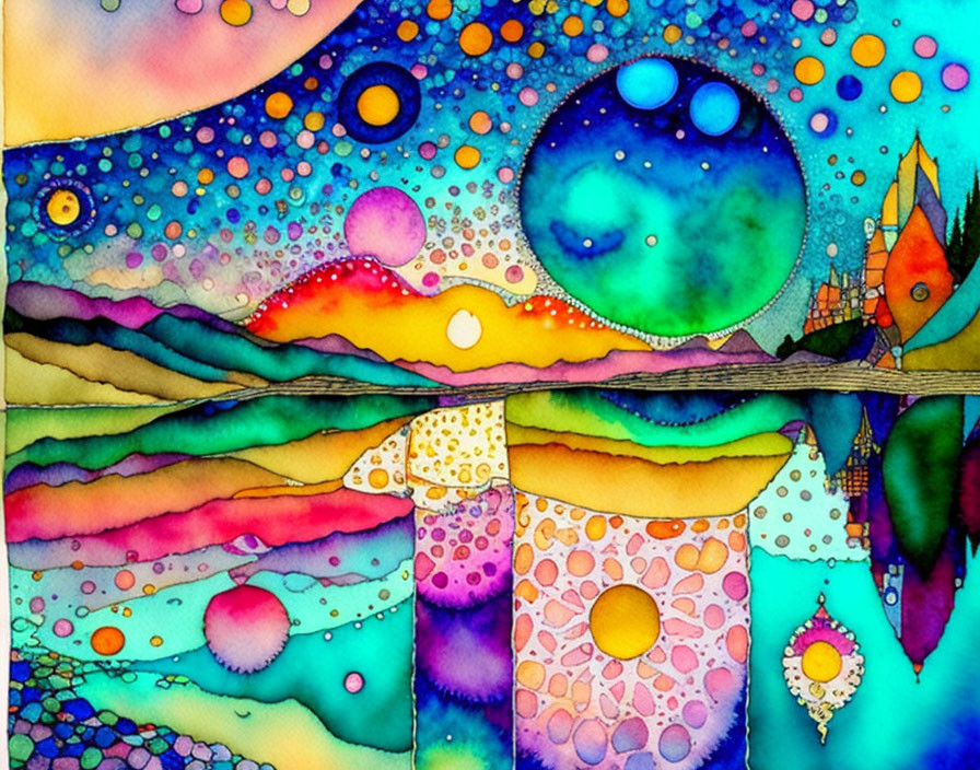 Vibrant Watercolor Patchwork: A Stunning Sunset