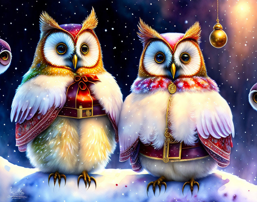 owls at christmas