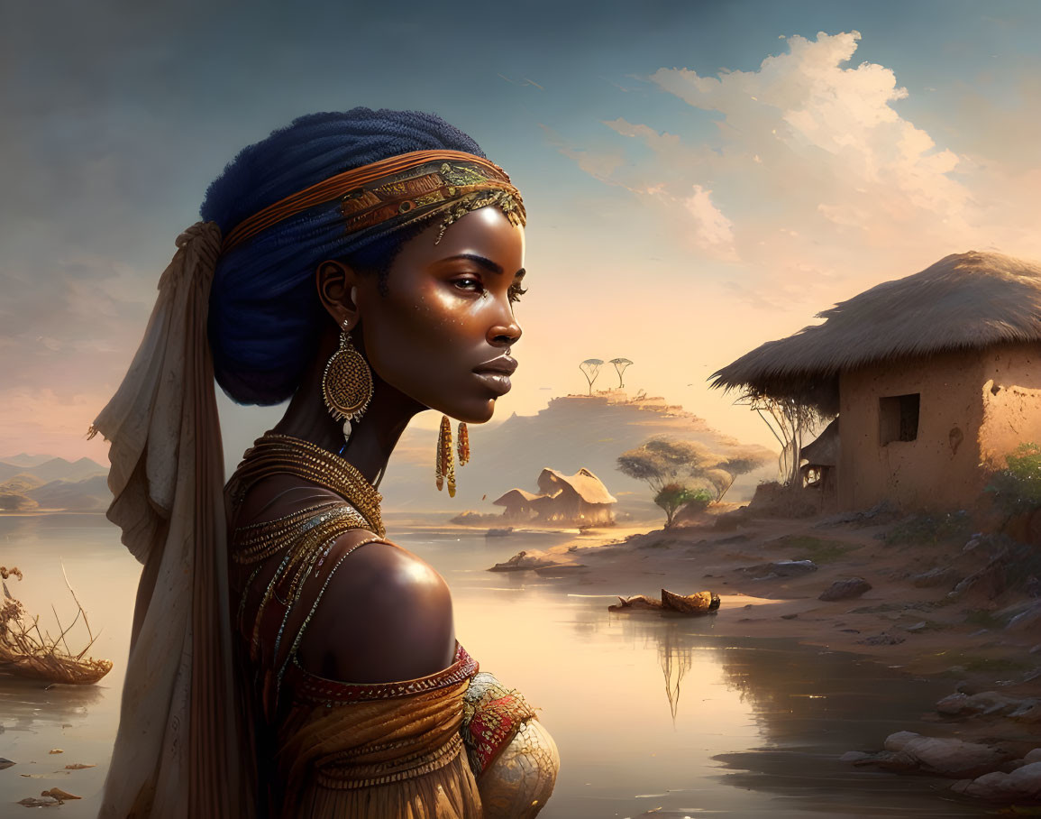 African beauty by the river