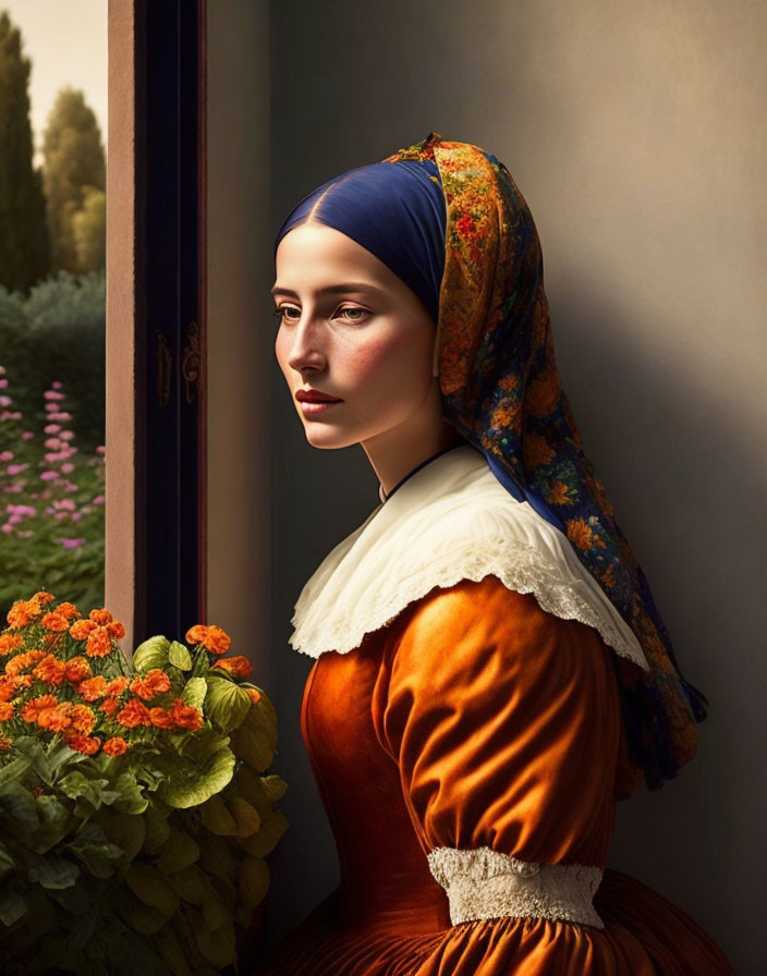 Girl in garden -Vermeer