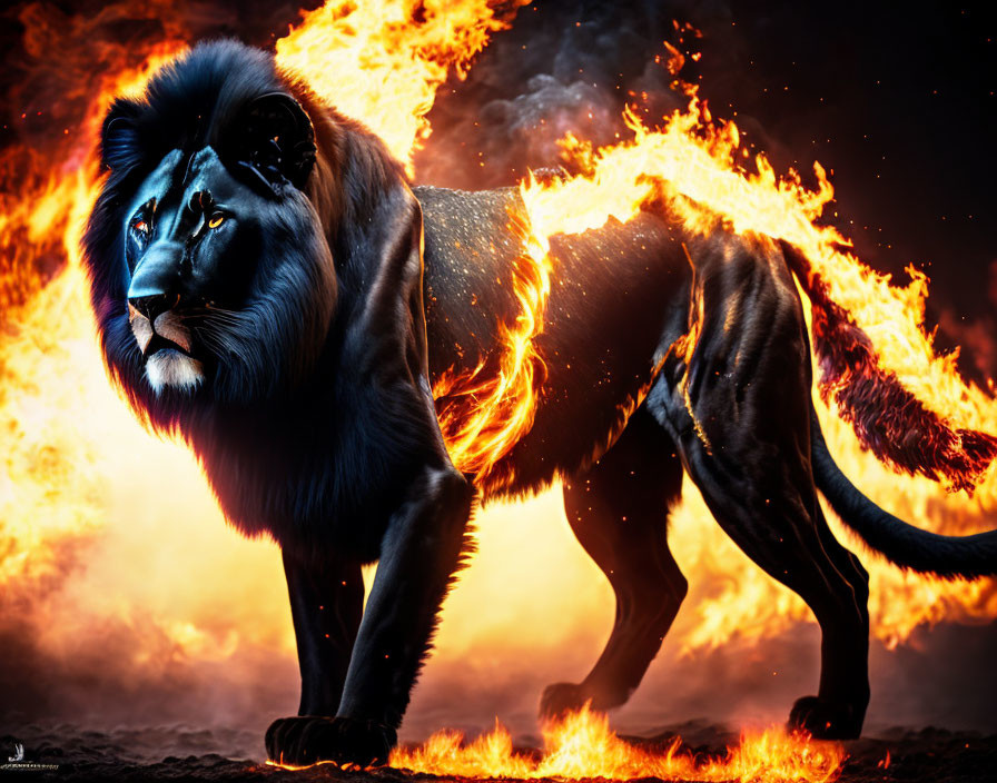 Lion On Fire