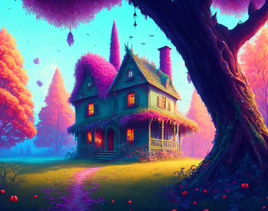  Haunted house with trees 