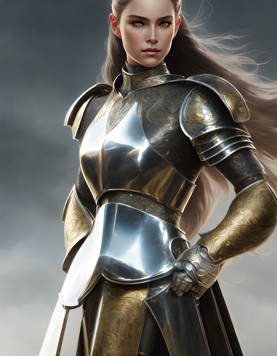 Portrait of a beautiful female knight