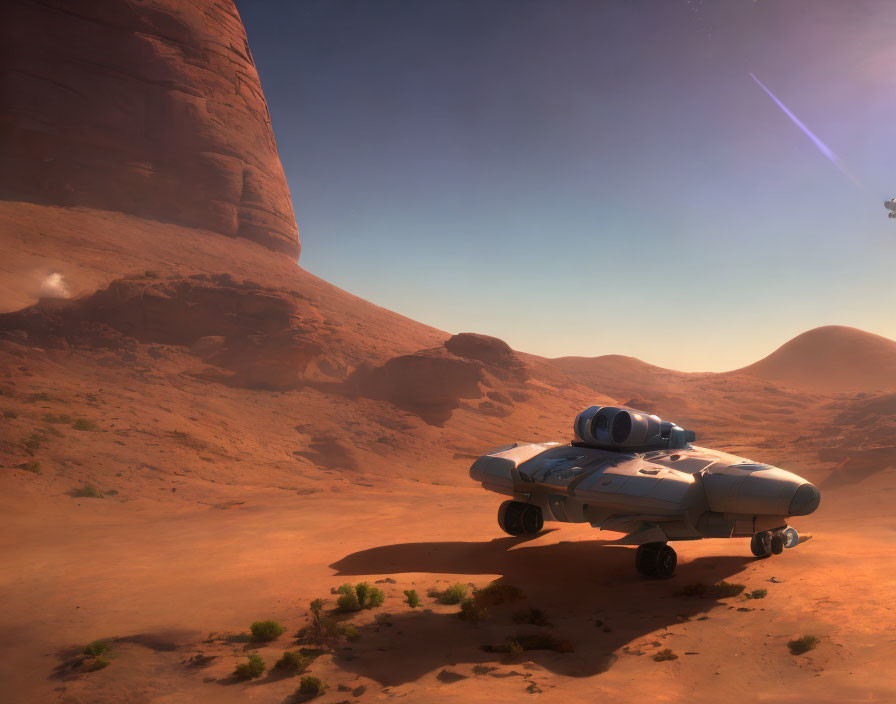 Whimsical spaceship near the Mars