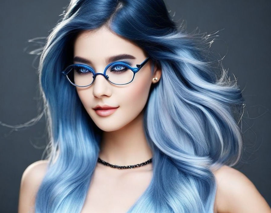 Beauty with blue hair