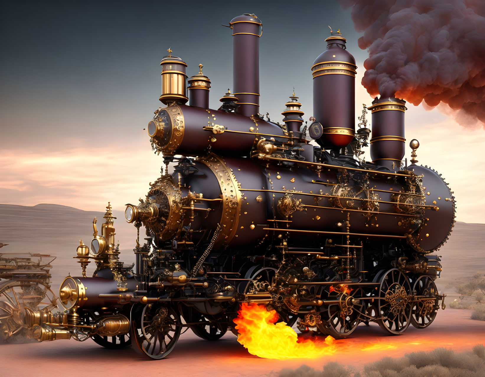 Complex steampunk steam engine