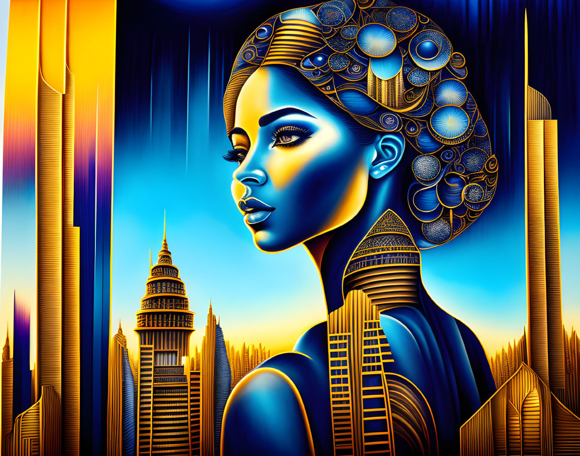 Detailed Cityscape on a City Girl