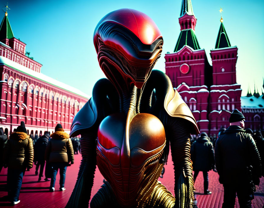 Alien on Red Square in Moscow