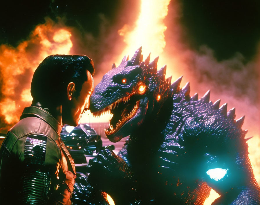 Godzilla fights Terminator T 1000