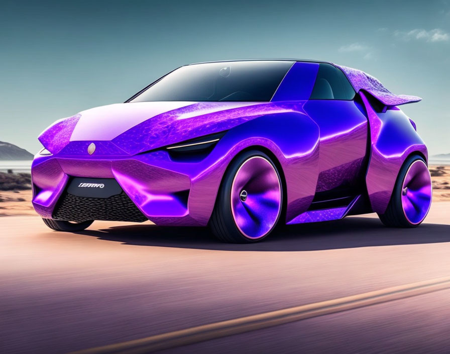 Futuristic purple car