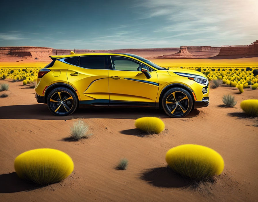 Car Yellow in the desert
