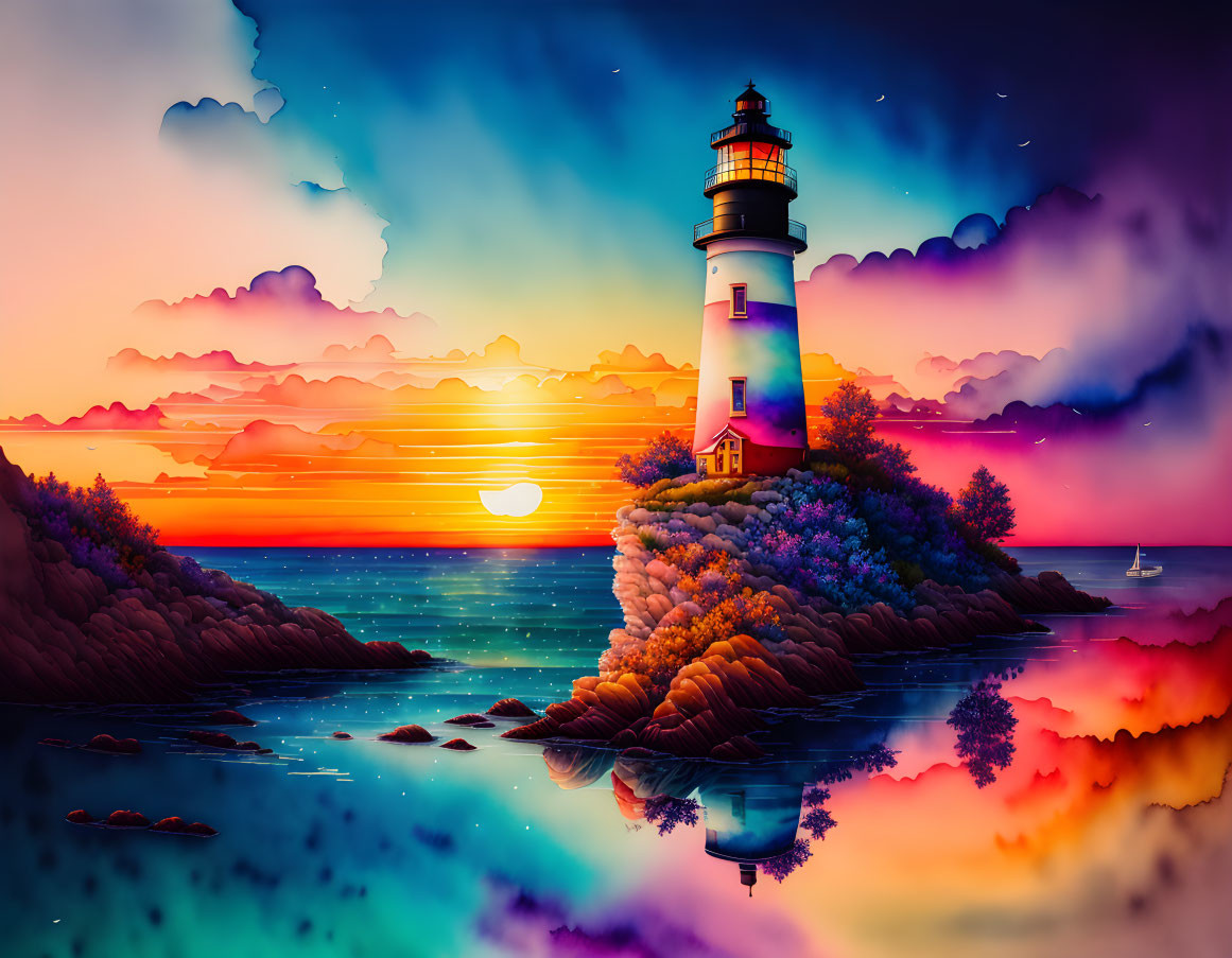 Sunset Lighthouse Dreamscape