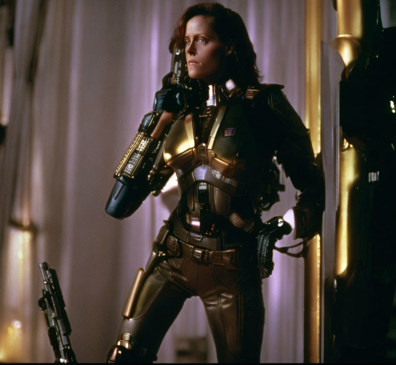 Sigourney weaver as who knows which action hero