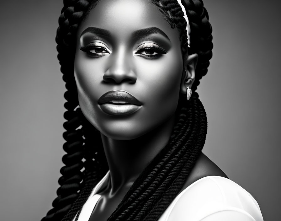Beautiful woman with braided hair 