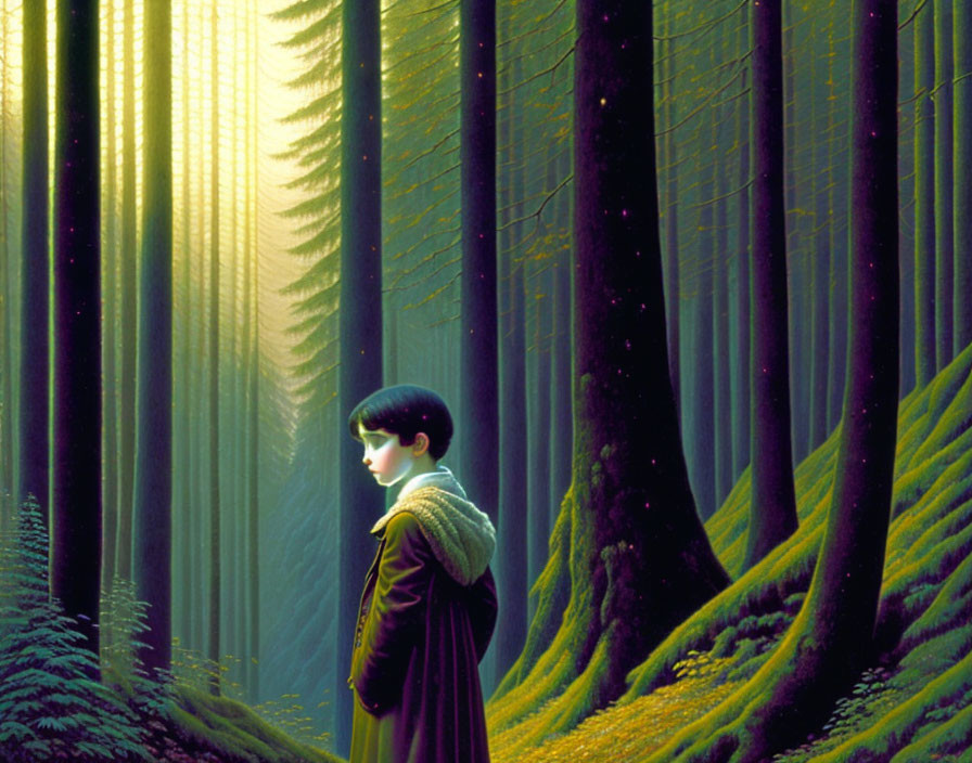 Boy lost in a forest