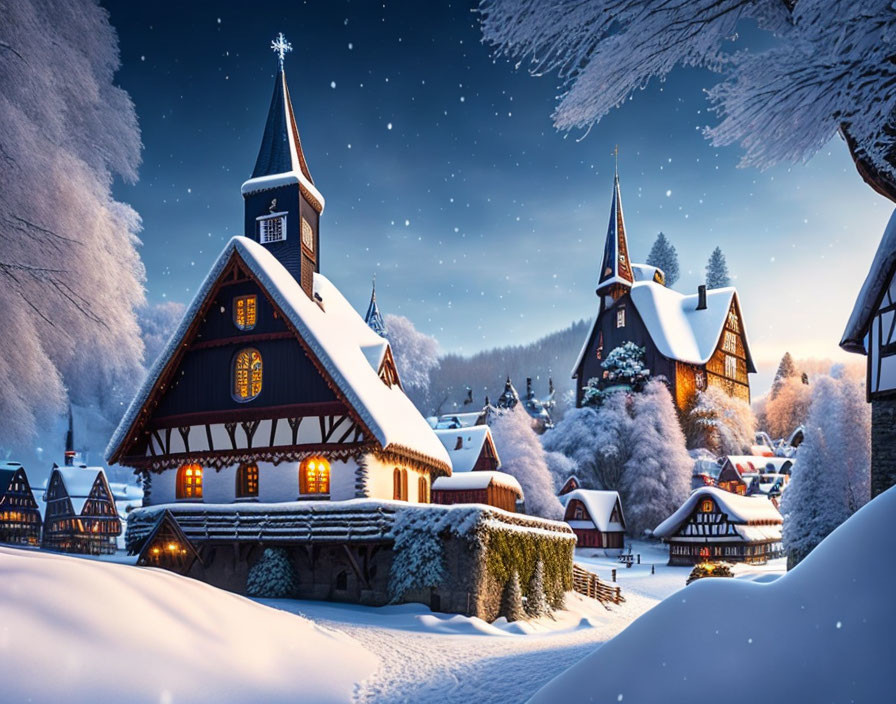 Alsatian village blanketed in snow