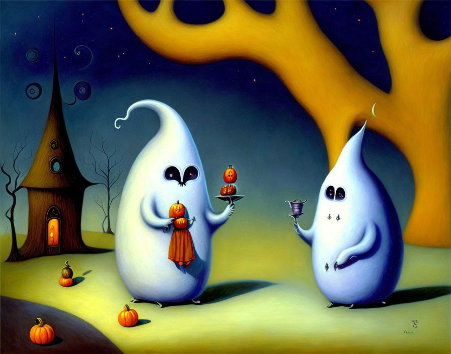 Cute cartoon Halloween Bobba Tea by Leonora Carrin