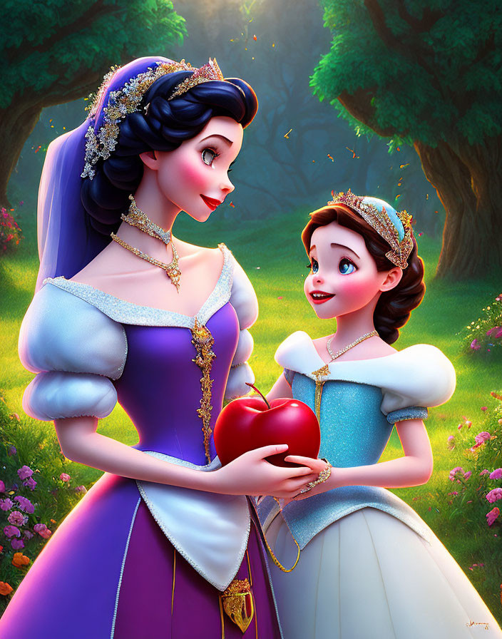 Snow white with an apple 