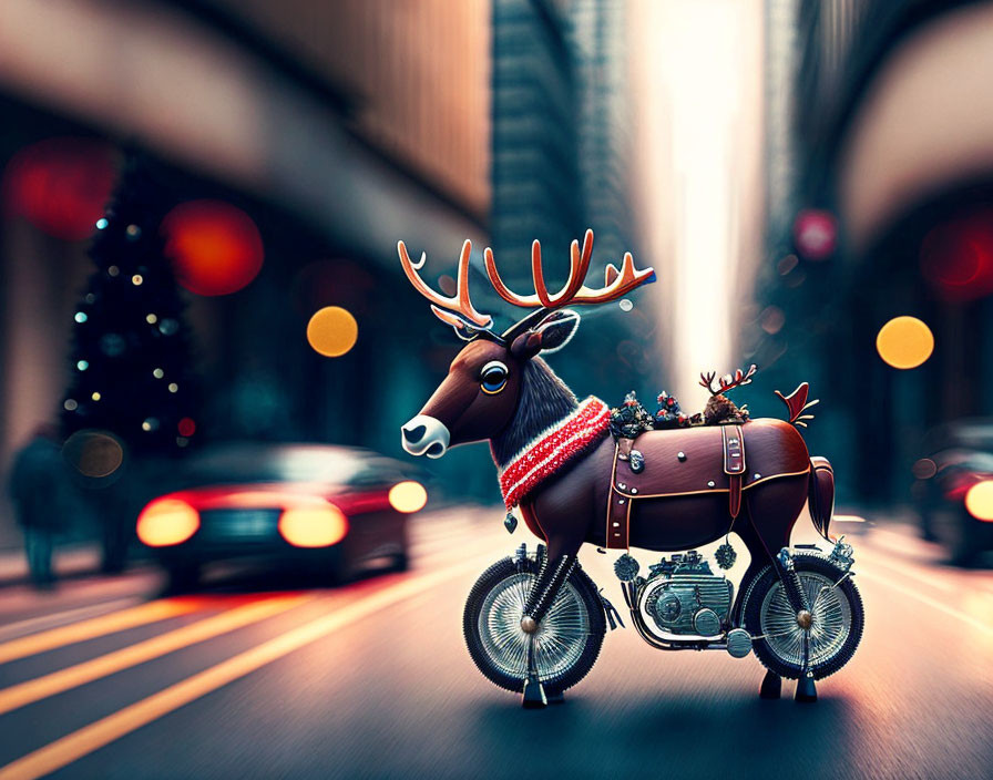 reindeer on a motocycle