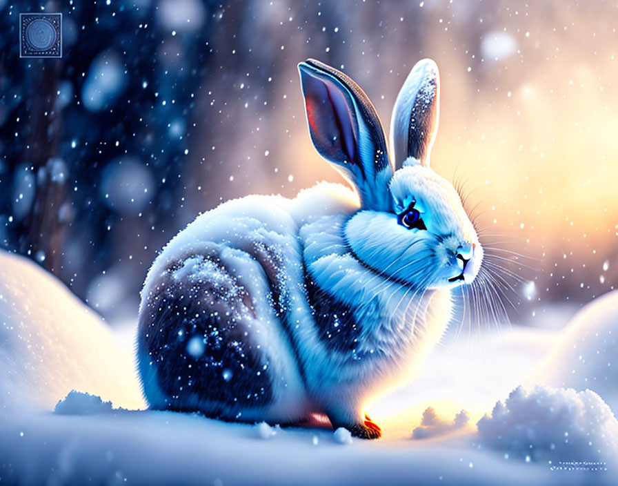 Rabbit in snowstorm
