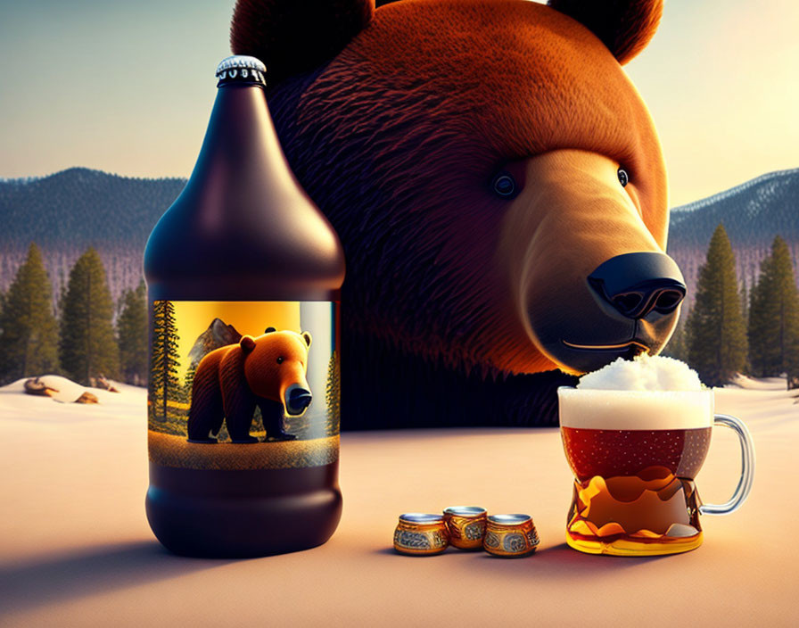 bear drincs beer