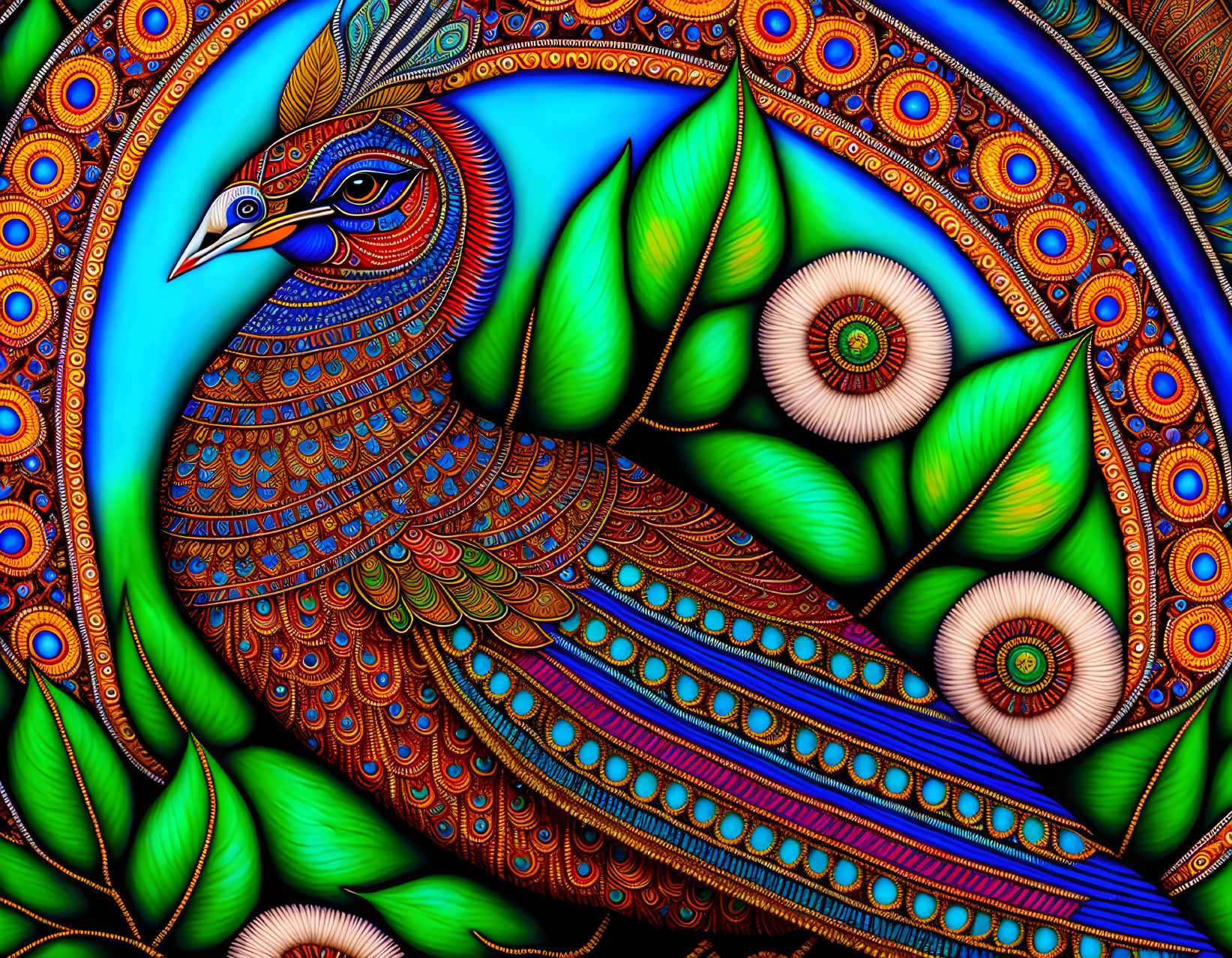 Peacock madhubani painting 