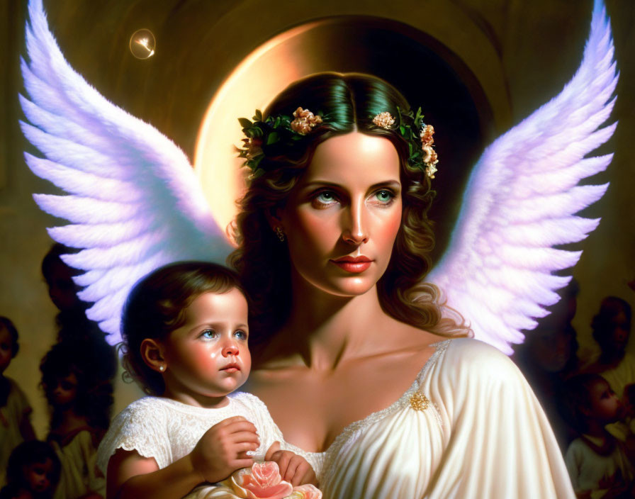 Perfect angel mother with bad crying baby