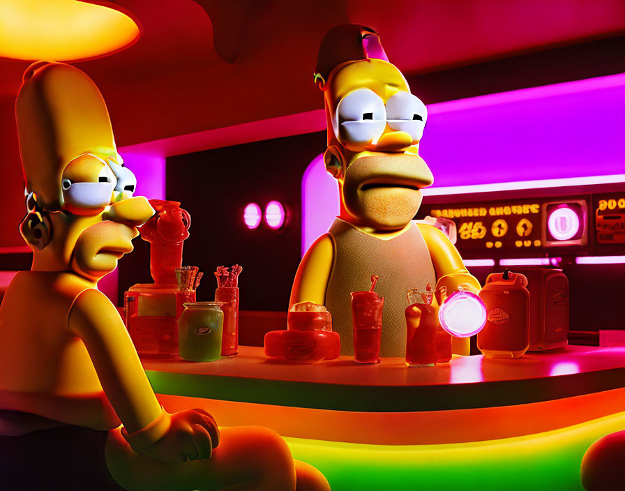 Homer Simpson Stoned in a doughnut shop