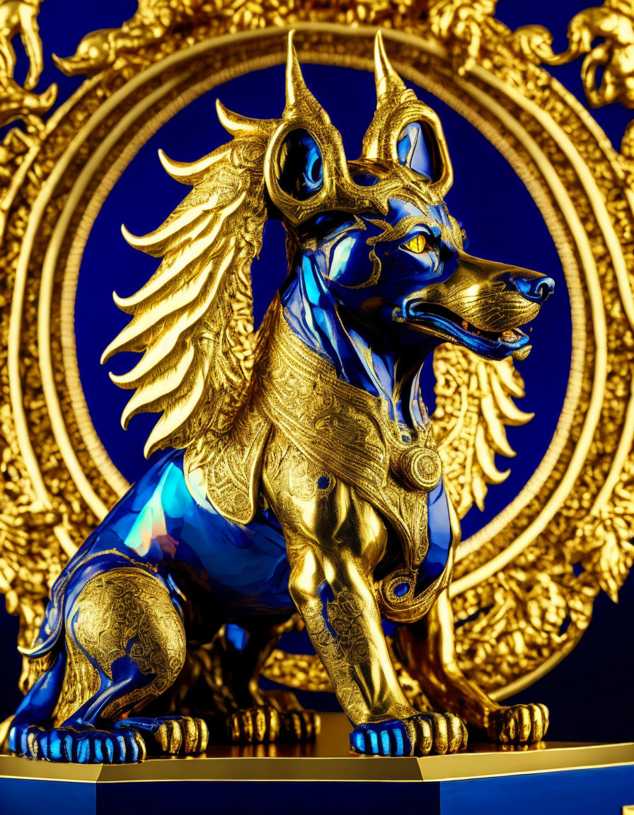 Photo of a 24k gold metal Egyptain style hellhound