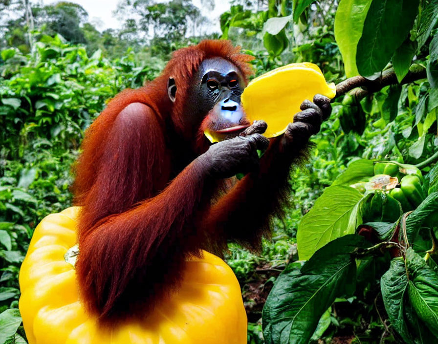 Orangutan Eats a pepper