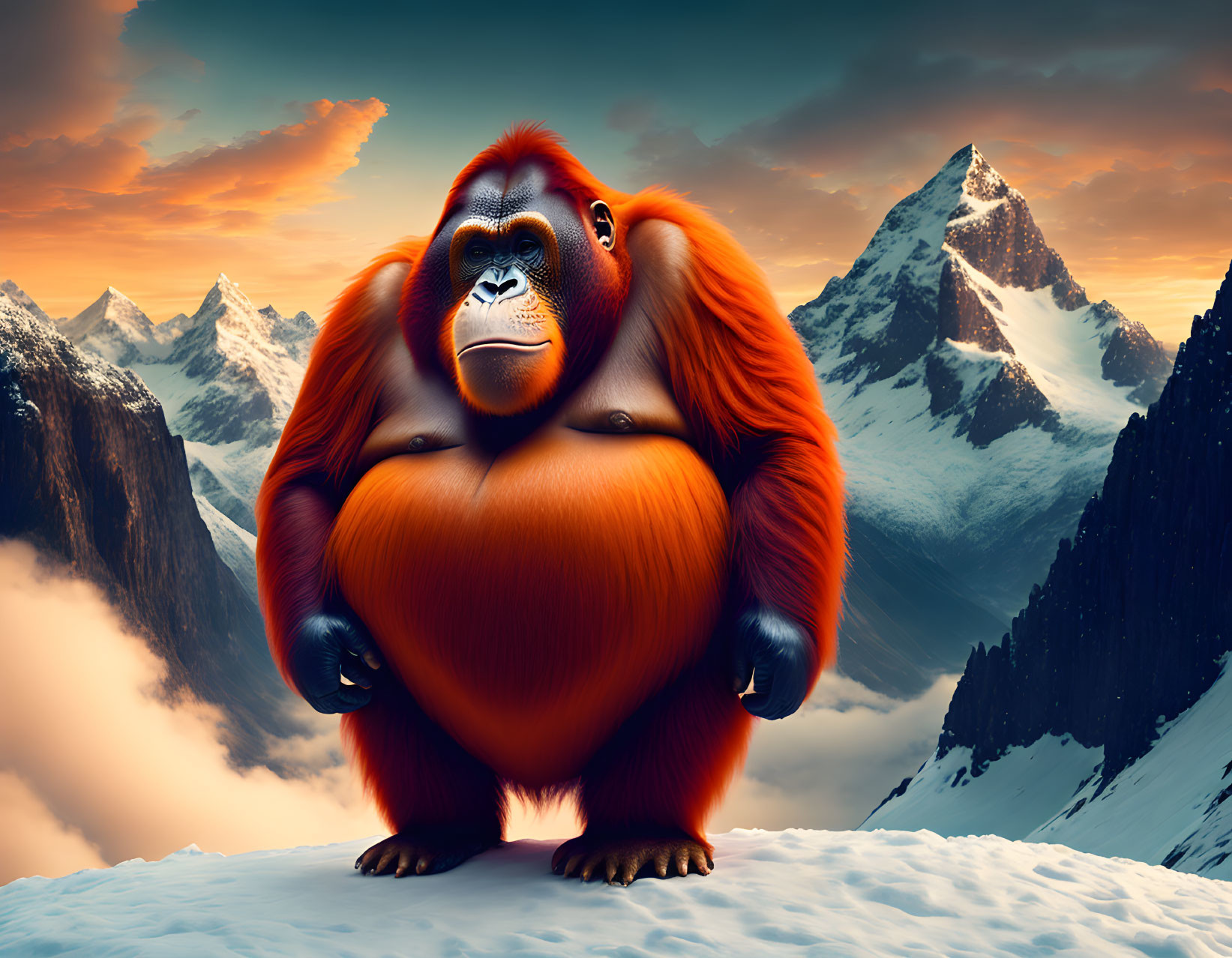 Orangutan on Mountain