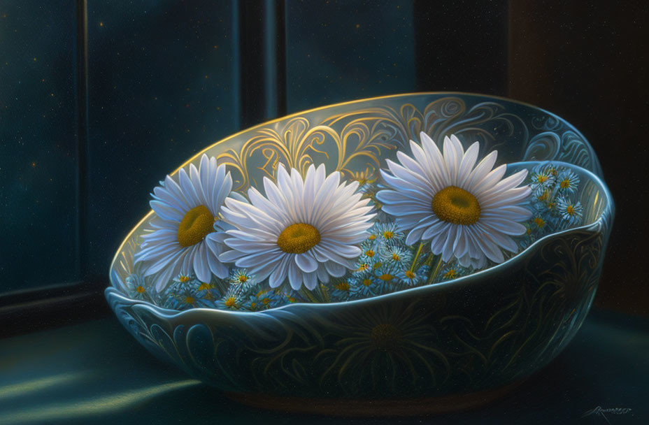daises in a bowl
