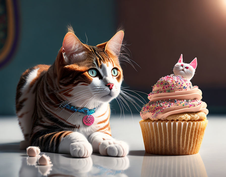 a kitten and a cupcake