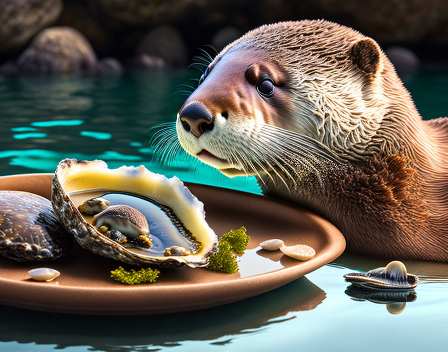 otter and oysters 