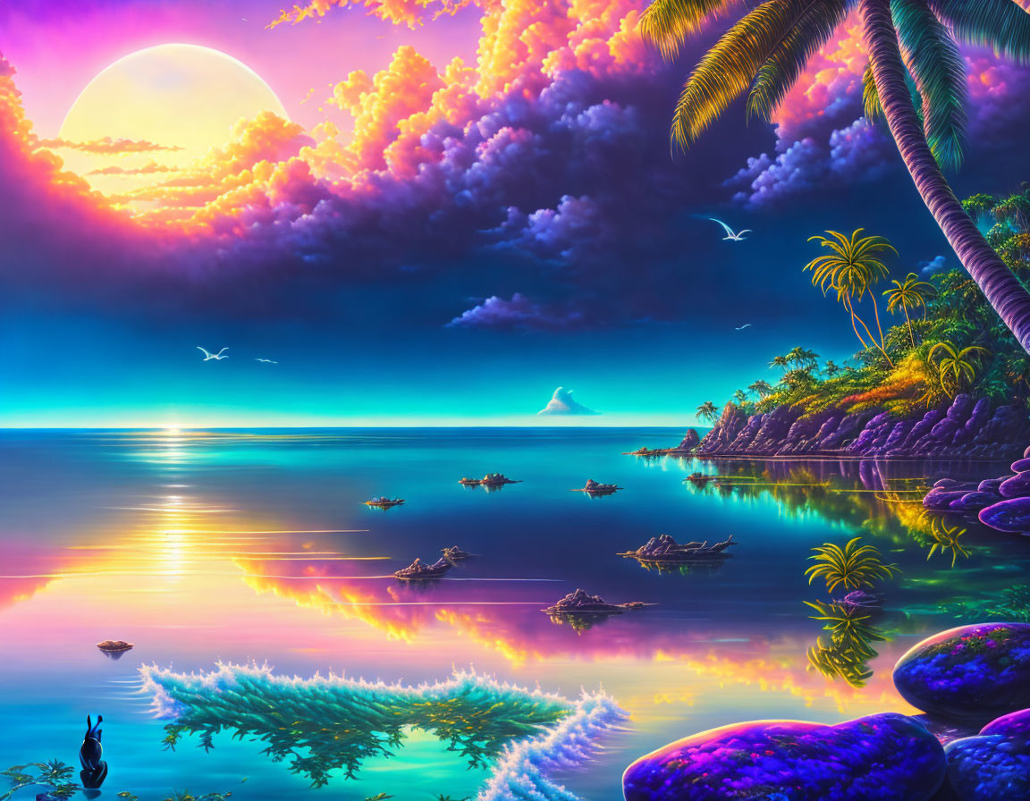 Colorful ocean jungle artwork 