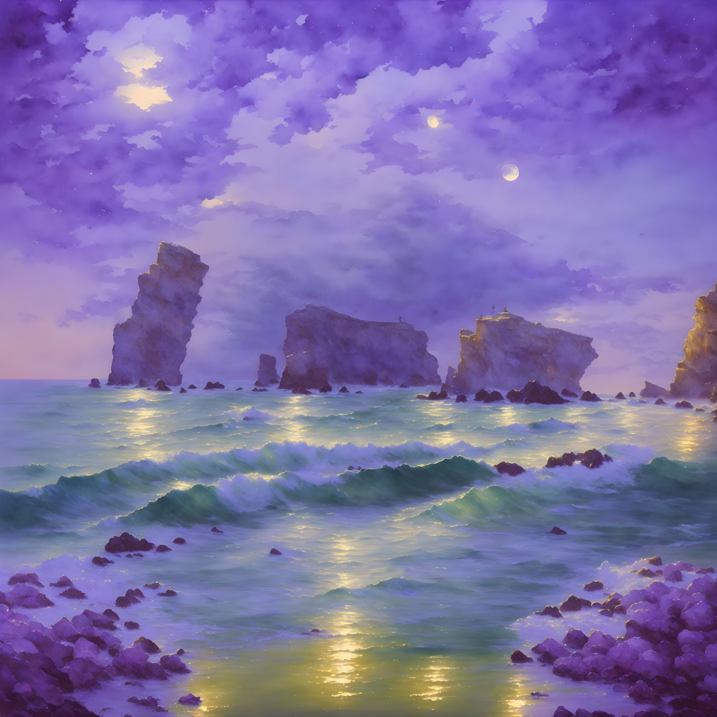 Moonlight cliffs in Ultraviolet Land 