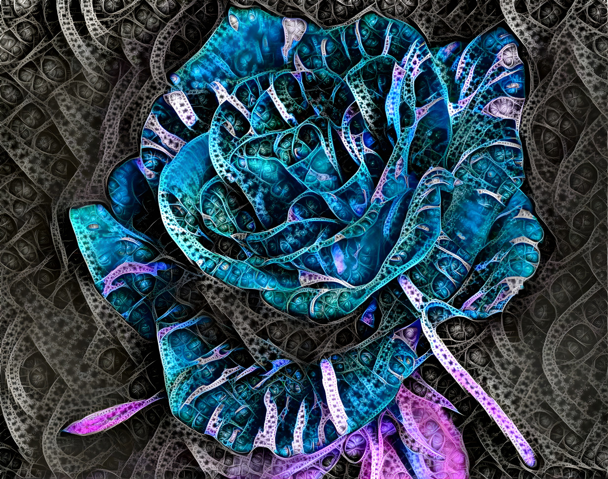 Turquoise crocheted rose
