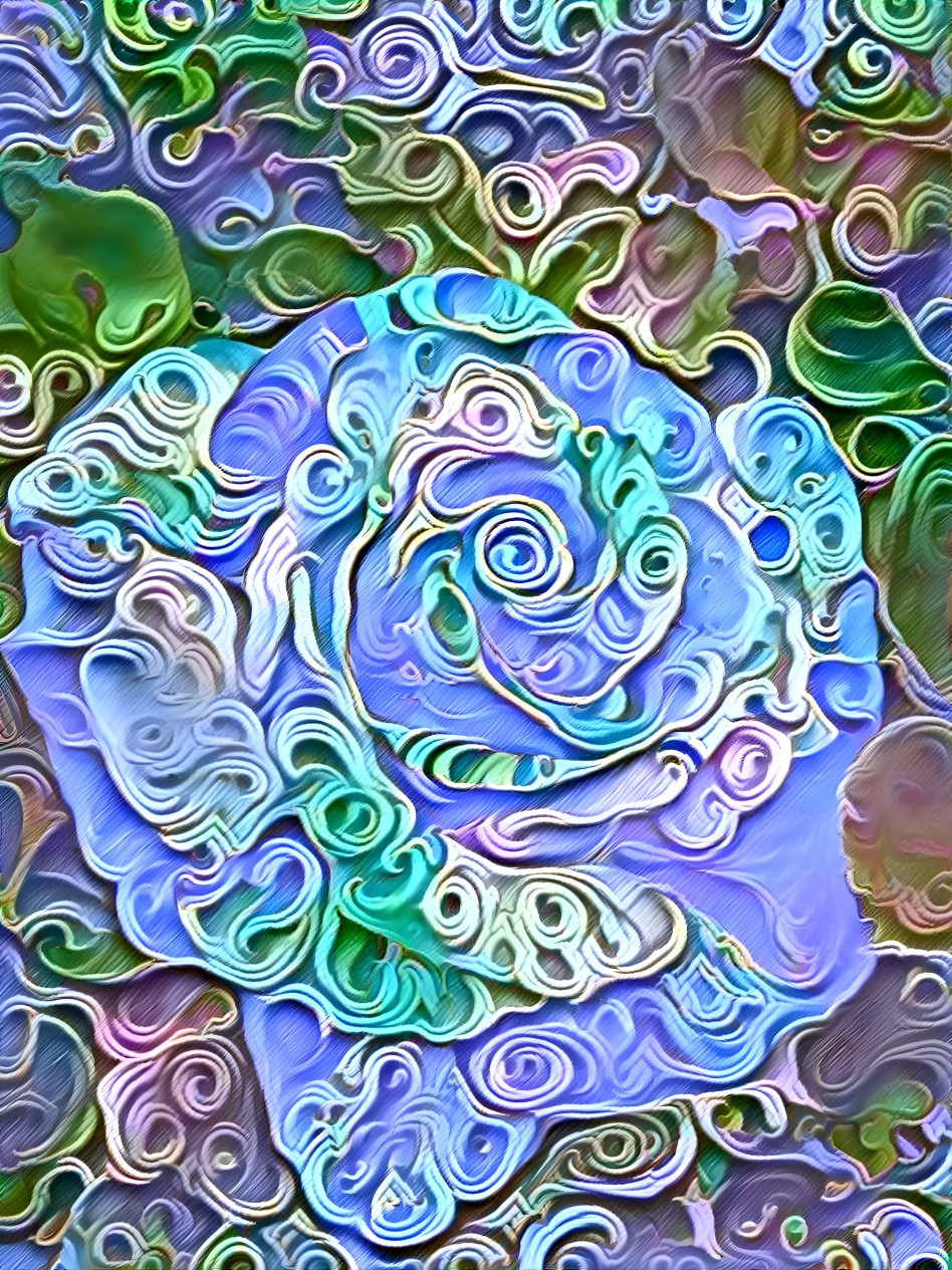 Blue green filagree rose