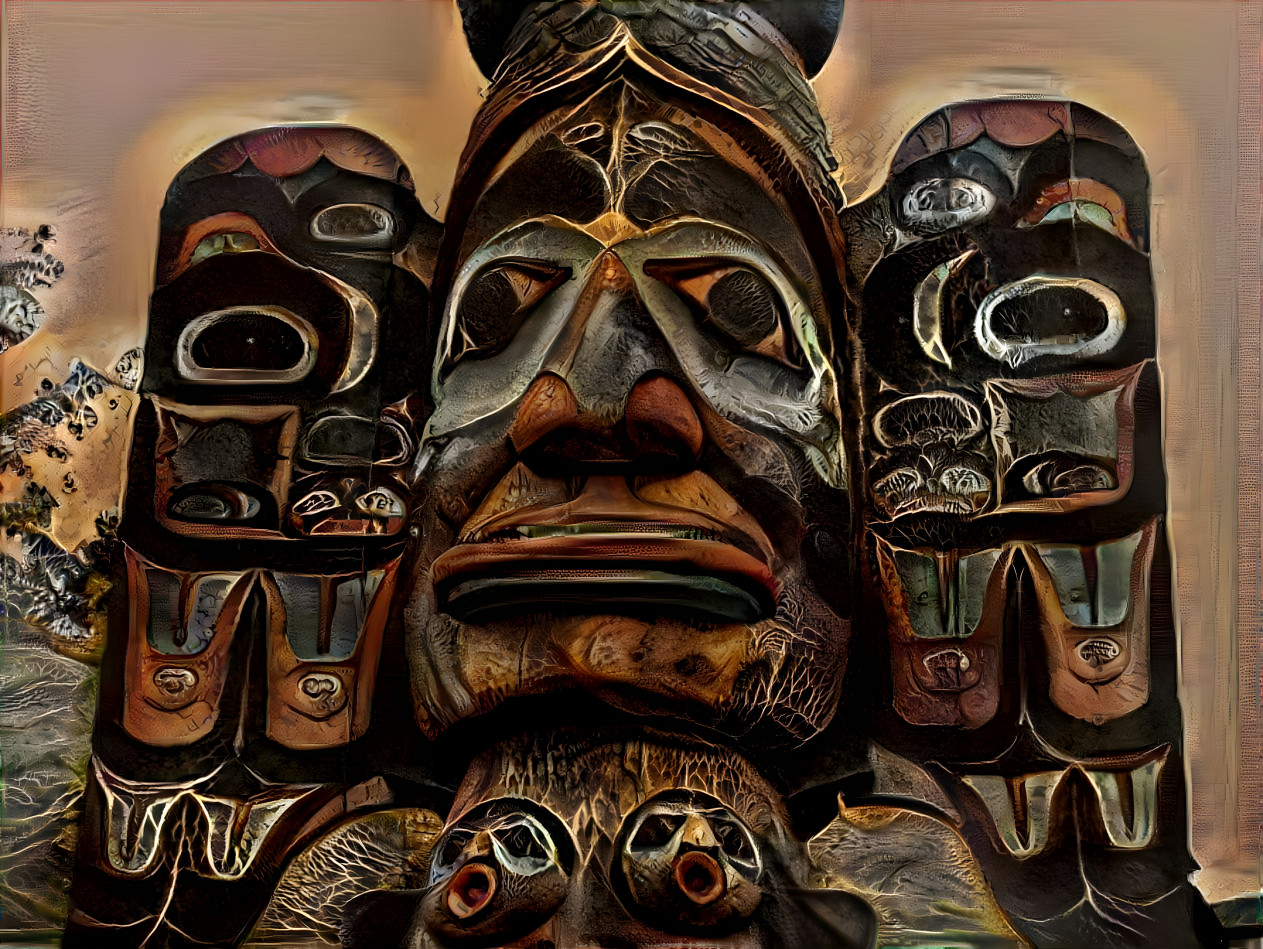 Ancient, weathered and Sacred Totem pole