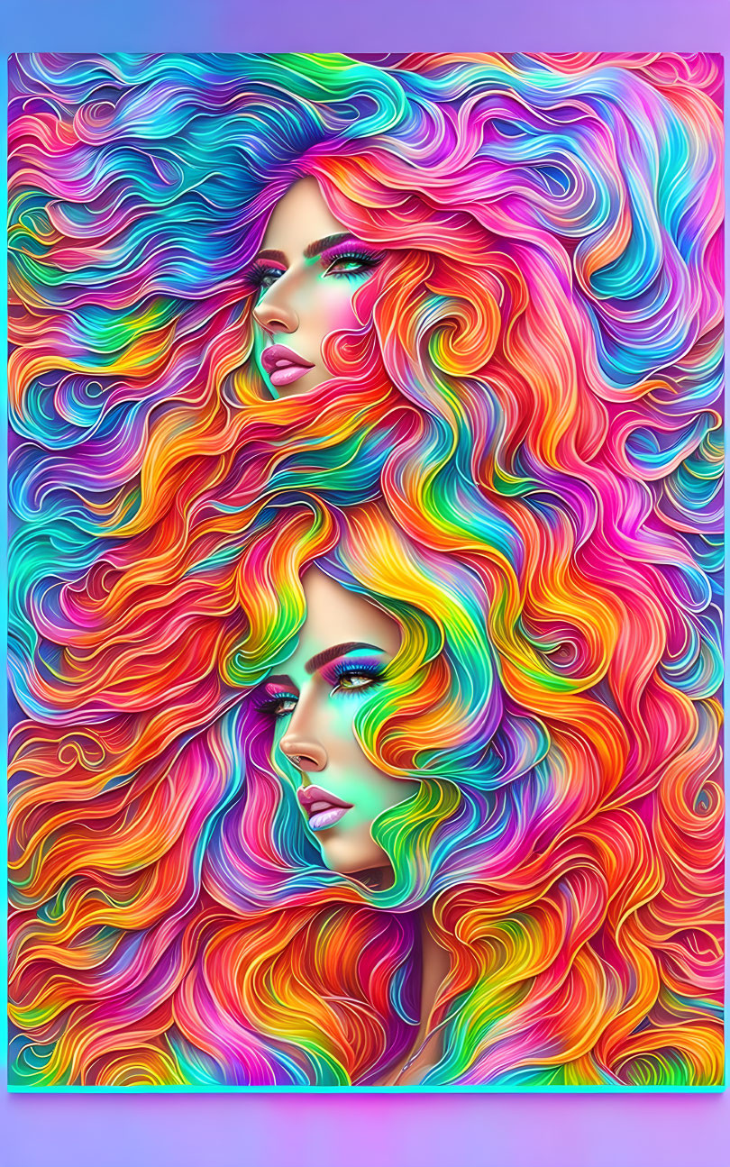 Rainbow hair sisters